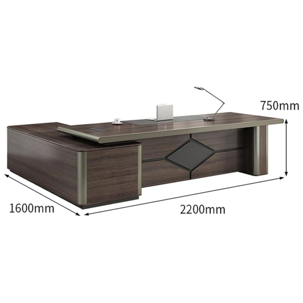 Bàn giám đốc gỗ công nghiệp, yếm bàn họa tiết lạ mắt DKFBGD104