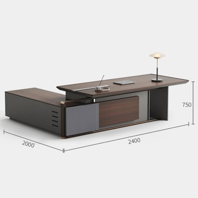 Bàn giám đốc gỗ cao cấp hình chữ L kèm tủ phụ thông minh DKFBGD100