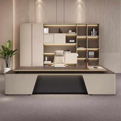 Bàn giám đốc đẹp bằng gỗ hình chữ L, kèm tủ phụ đa năng DKFBGD103