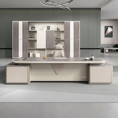 Bàn giám đốc hiện đại chữ L kèm tủ phụ, chân bàn cách điệu DKFBGD106