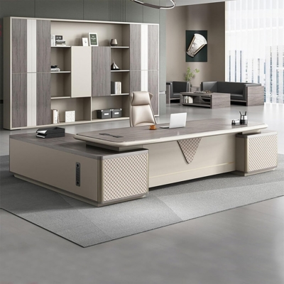 Bàn giám đốc hiện đại chữ L kèm tủ phụ, chân bàn cách điệu DKFBGD106