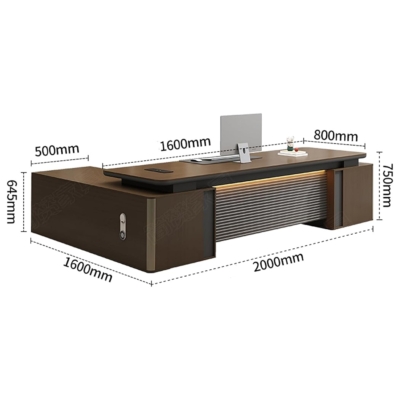 Bàn giám đốc gỗ mdf chữ L kèm tủ phụ, hộc để CPU tiện lợi DKFBGD107