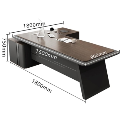 Bàn giám đốc bằng gỗ hình chữ L, tích hợp ổ cắm điện âm bàn DKFBGD109