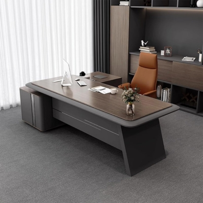 Bàn giám đốc bằng gỗ hình chữ L, tích hợp ổ cắm điện âm bàn DKFBGD109