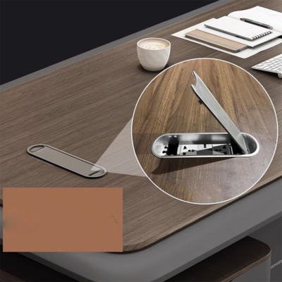 Bàn giám đốc bằng gỗ hình chữ L, tích hợp ổ cắm điện âm bàn DKFBGD109