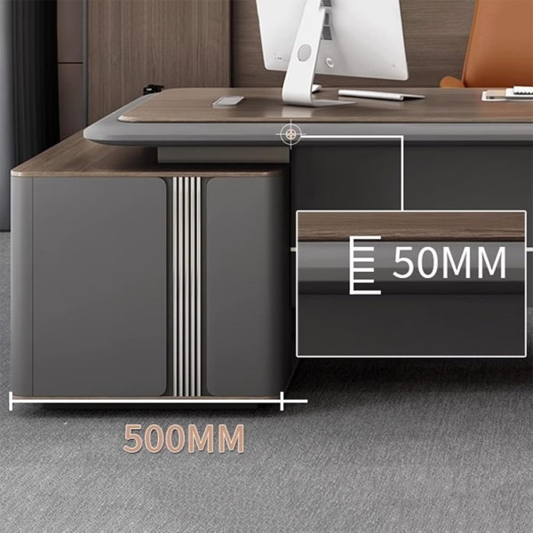 Bàn giám đốc bằng gỗ hình chữ L, tích hợp ổ cắm điện âm bàn DKFBGD109