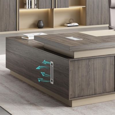 Bàn giám đốc mdf kèm tủ phụ, yếm bàn thiết kế ấn tượng DKFBGD111