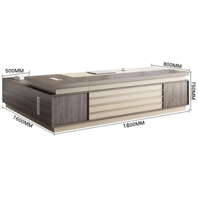 Bàn giám đốc mdf kèm tủ phụ, yếm bàn thiết kế ấn tượng DKFBGD111