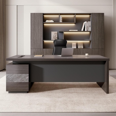 Bàn giám đốc 1m8 kèm tủ phụ đa năng, tích hợp ổ điện DKFBGD112