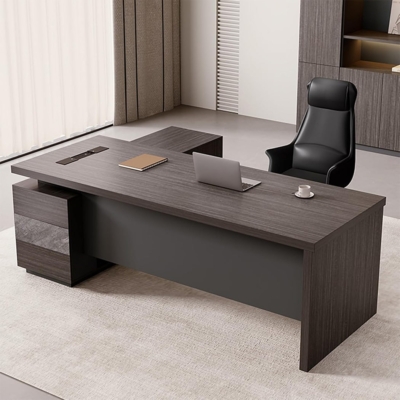 Bàn giám đốc 1m8 kèm tủ phụ đa năng, tích hợp ổ điện DKFBGD112