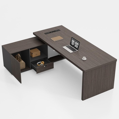 Bàn giám đốc 1m8 kèm tủ phụ đa năng, tích hợp ổ điện DKFBGD112