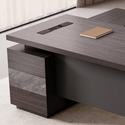 Bàn giám đốc 1m8 kèm tủ phụ đa năng, tích hợp ổ điện DKFBGD112