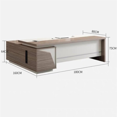 Bàn giám đốc hình chữ L, chân bàn dạng hộp vuông chắc chắn DKFBGD113