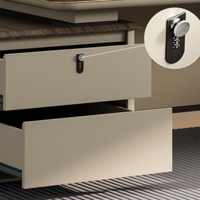 Bàn giám đốc chữ L kèm tủ phụ, yếm và chân bàn độc đáo DKFBGD114