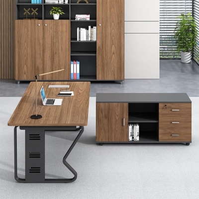 Bàn giám đốc chân sắt sơn tĩnh điện kèm tủ phụ dạng rời DKFBGD115