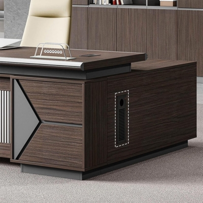 Bàn giám đốc bằng gỗ trang trí nổi bật kèm tủ phụ DKFBGD116