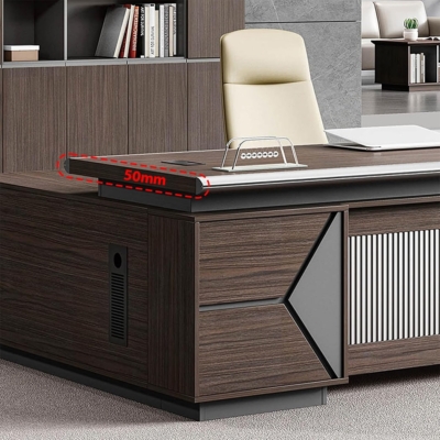 Bàn giám đốc bằng gỗ trang trí nổi bật kèm tủ phụ DKFBGD116