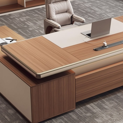 Bàn giám đốc gỗ kèm đèn LED, tích hợp ổ cắm điện âm bàn DKFBGD117
