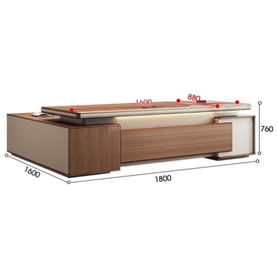 Bàn giám đốc gỗ kèm đèn LED, tích hợp ổ cắm điện âm bàn DKFBGD117