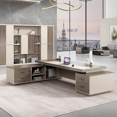 Bàn giám đốc hiện đại chữ L kèm tủ phụ tiện lợi DKFBGD118