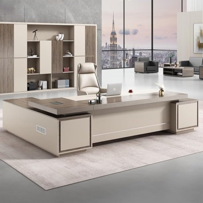 Bàn giám đốc hiện đại chữ L kèm tủ phụ tiện lợi DKFBGD118