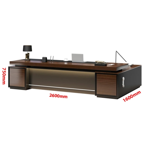 Bàn giám đốc sang trọng kèm tủ phụ, tích hợp đèn LED DKFBGD119