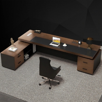 Bàn giám đốc sang trọng kèm tủ phụ, tích hợp đèn LED DKFBGD119