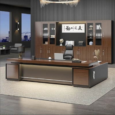 Bàn giám đốc sang trọng kèm tủ phụ, tích hợp đèn LED DKFBGD119