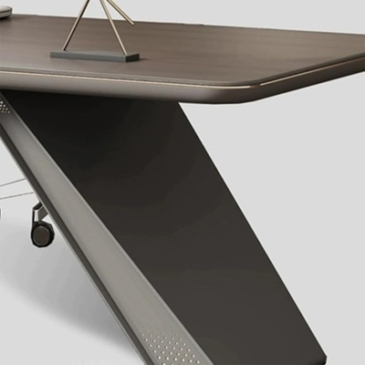 Bàn giám đốc chữ L, yếm và chân bàn thiết kế cách điệu DKFBGD120