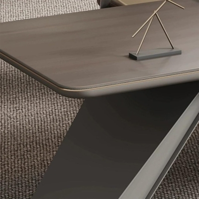 Bàn giám đốc chữ L, yếm và chân bàn thiết kế cách điệu DKFBGD120