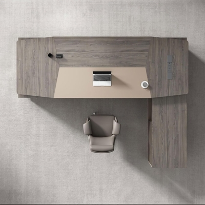 Bàn giám đốc gỗ hình chữ L, mặt bàn vát cạnh độc đáo DKFBGD121