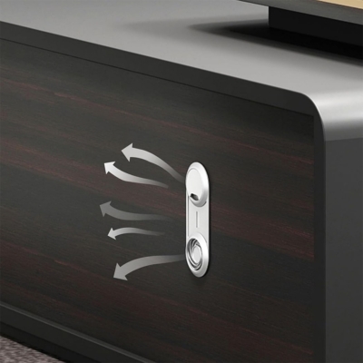 Bàn giám đốc cao cấp chữ L, yếm bàn tích hợp đèn LED DKFBGD123