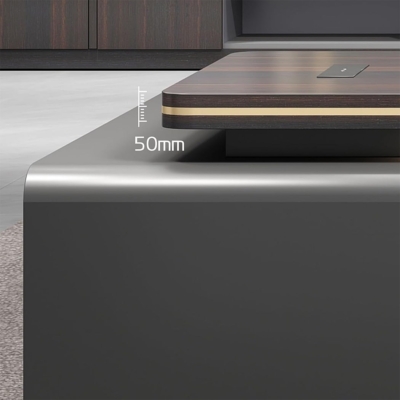 Bàn giám đốc cao cấp chữ L, yếm bàn tích hợp đèn LED DKFBGD123