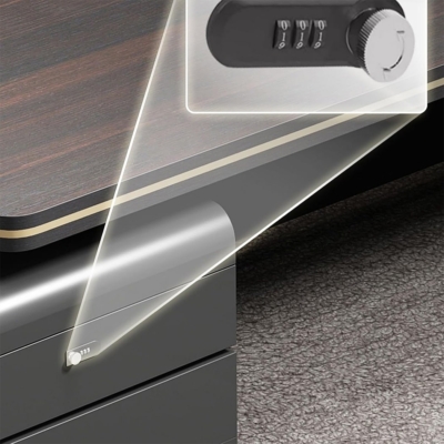 Bàn giám đốc cao cấp chữ L, yếm bàn tích hợp đèn LED DKFBGD123