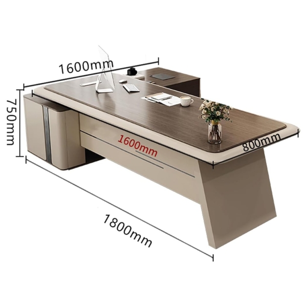 Bàn giám đốc chữ L kèm tủ phụ, chân bàn vát chéo độc đáo DKFBGD124