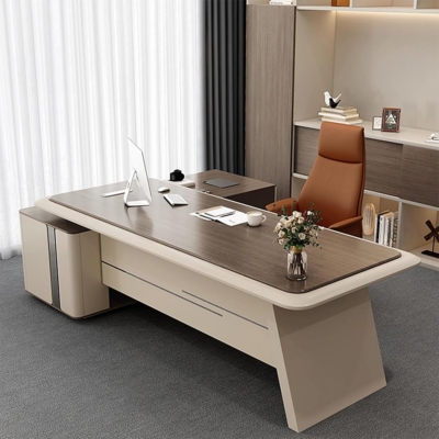 Bàn giám đốc chữ L kèm tủ phụ, chân bàn vát chéo độc đáo DKFBGD124