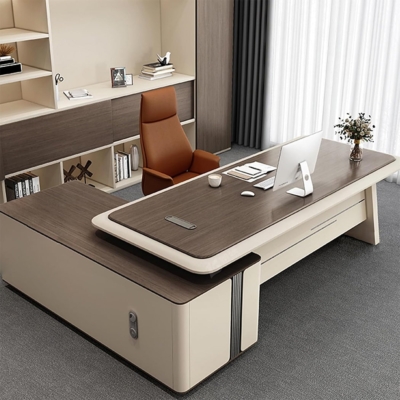 Bàn giám đốc chữ L kèm tủ phụ, chân bàn vát chéo độc đáo DKFBGD124