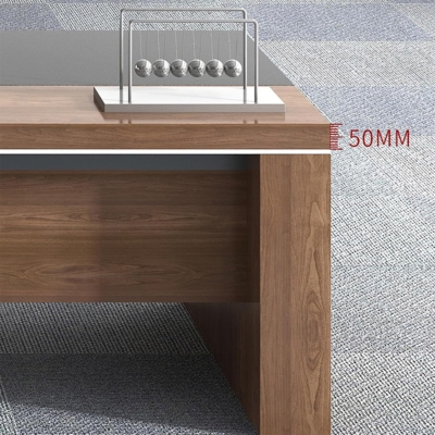 Bàn giám đốc gỗ chữ L kèm tủ phụ, khung chân họa tiết độc đáo DKFBGD126