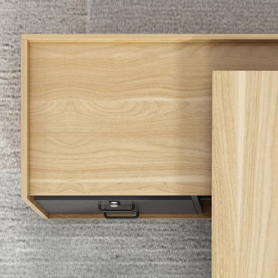 Bàn giám đốc gỗ chữ L kèm tủ phụ, khung chân họa tiết độc đáo DKFBGD126