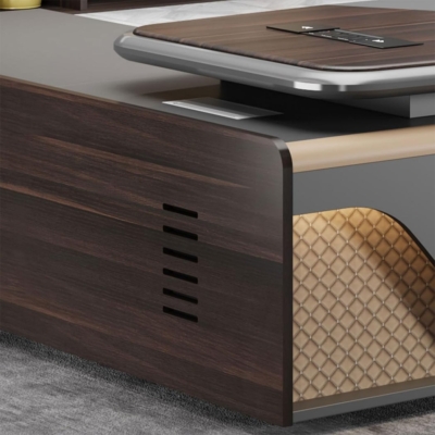 Bàn giám đốc kèm tủ phụ, tích hợp ổ cắm điện âm bàn DKFBGD130