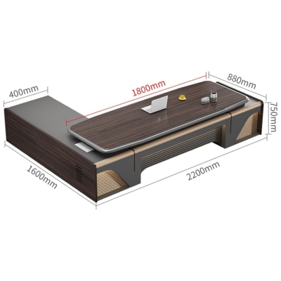 Bàn giám đốc kèm tủ phụ, tích hợp ổ cắm điện âm bàn DKFBGD130