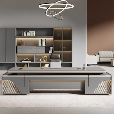 Bàn giám đốc chữ L mặt gỗ kết hợp tủ lưu trữ tích hợp ở 2 bên - DKFBGD64