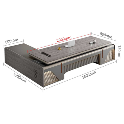 Bàn giám đốc chữ L mặt gỗ kết hợp tủ lưu trữ tích hợp ở 2 bên - DKFBGD64