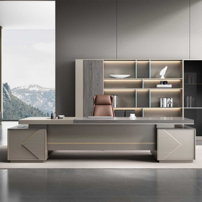 Bàn giám đốc gỗ kèm tủ lưu trữ, dáng chữ L rộng rãi DKFBGD65