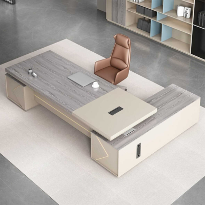 Bàn giám đốc gỗ kèm tủ lưu trữ, dáng chữ L rộng rãi DKFBGD65