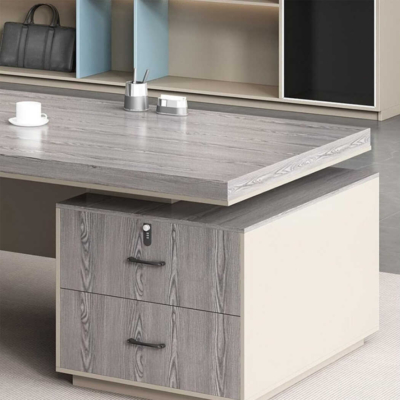 Bàn giám đốc gỗ kèm tủ lưu trữ, dáng chữ L rộng rãi DKFBGD65