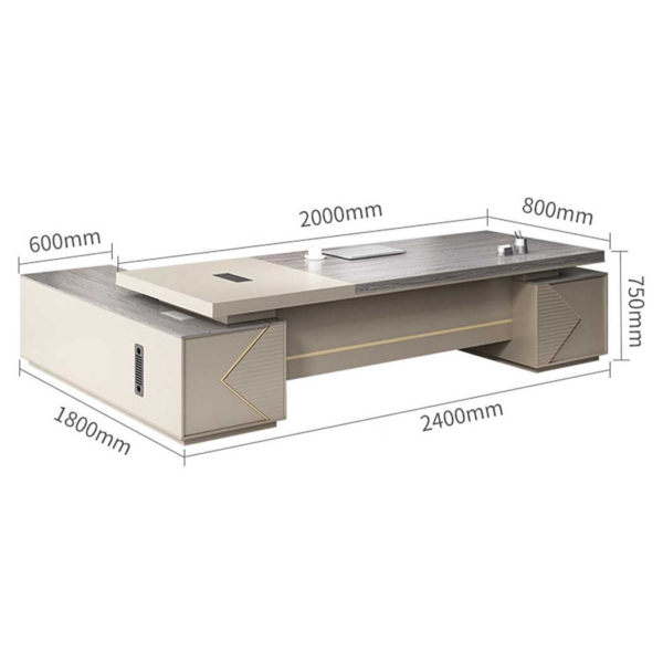 Bàn giám đốc gỗ kèm tủ lưu trữ, dáng chữ L rộng rãi DKFBGD65