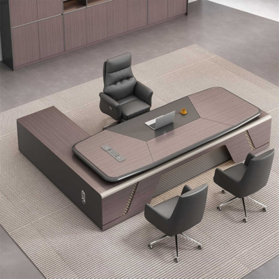 Bàn giám đốc chữ L kèm tủ lưu trữ, yếm bàn hoạ tiết ấn tượng - DKFBGD67