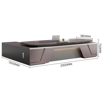 Bàn giám đốc chữ L kèm tủ lưu trữ, yếm bàn hoạ tiết ấn tượng - DKFBGD67