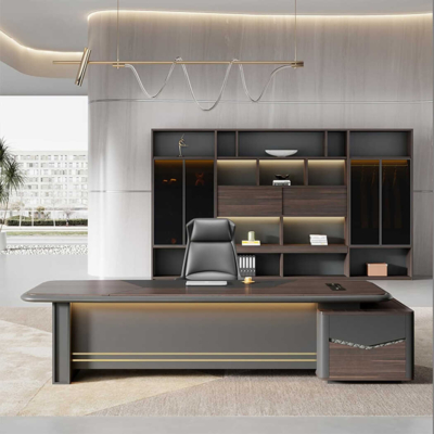 Bàn giám đốc hình chữ L mặt gỗ kèm tủ phụ đa năng, DKFBGD68